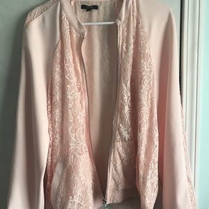 Apt 9 Lace Light Pink Zippered Jacket Size L